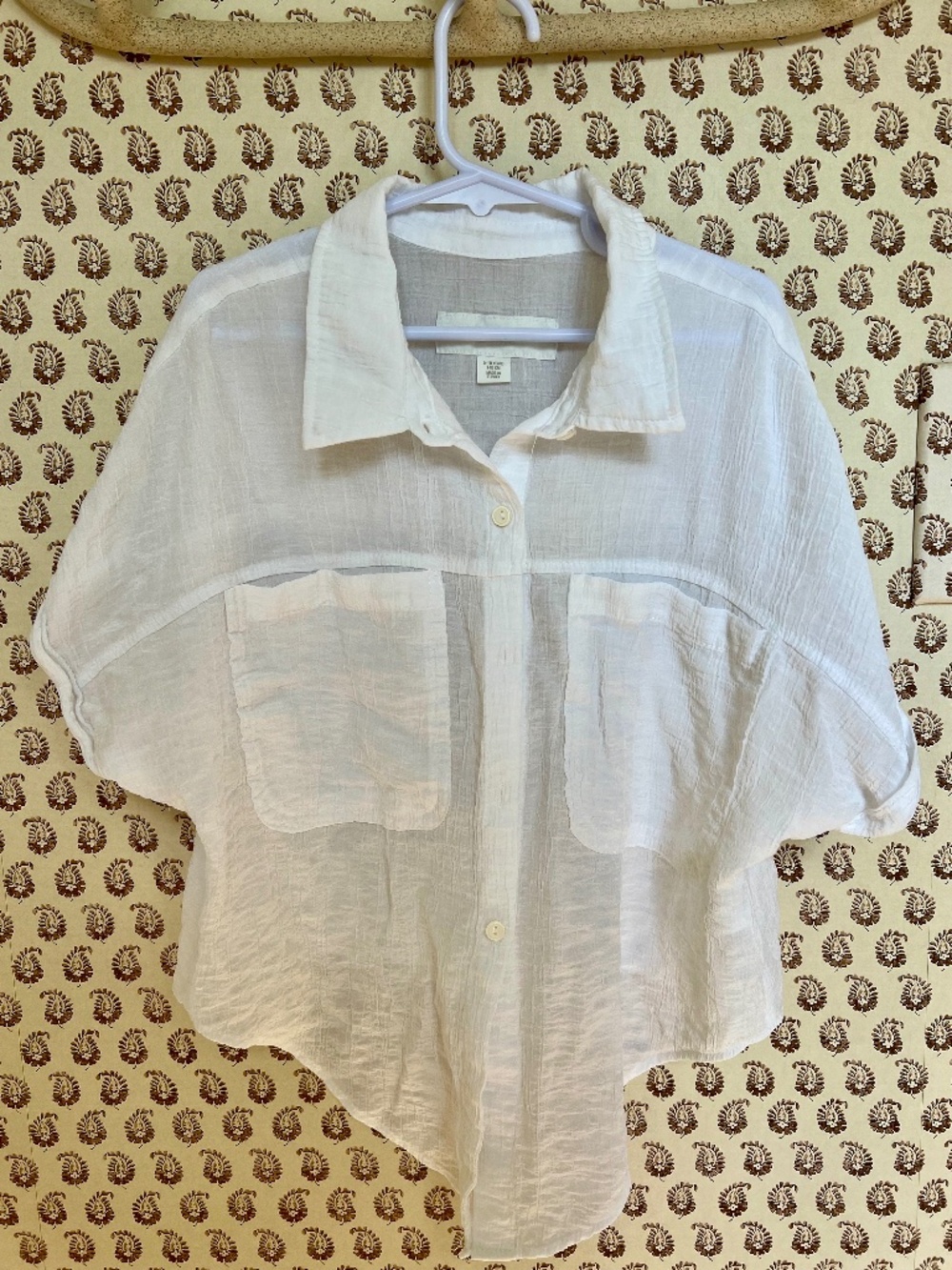 Zara Kids/Youth Gauze Button-Down Shirt - White (Size Youth 9-10)